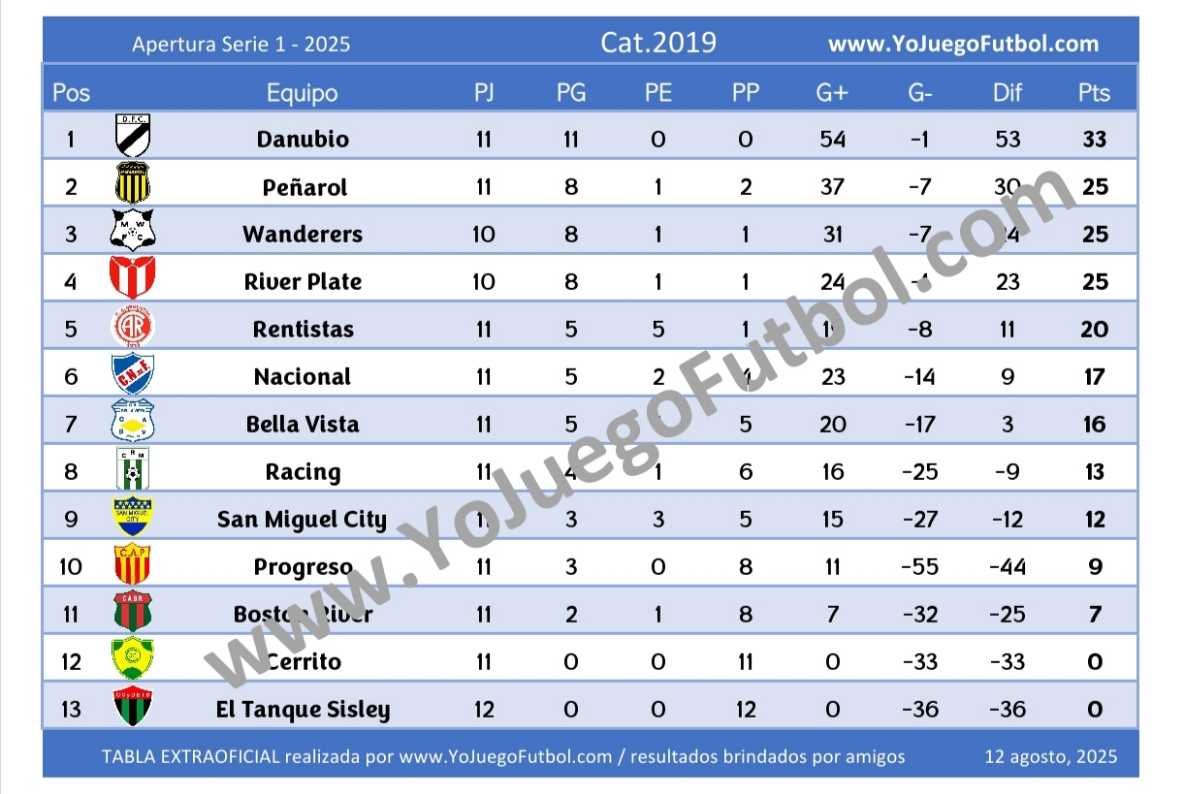 Tabla Categoría 2019 - AUFI 2025 - Apertura - Serie 1